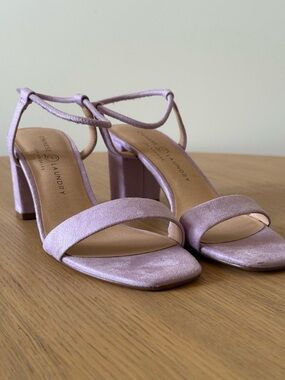 Chinese Laundry Lavender Satin Block Heel Sandals